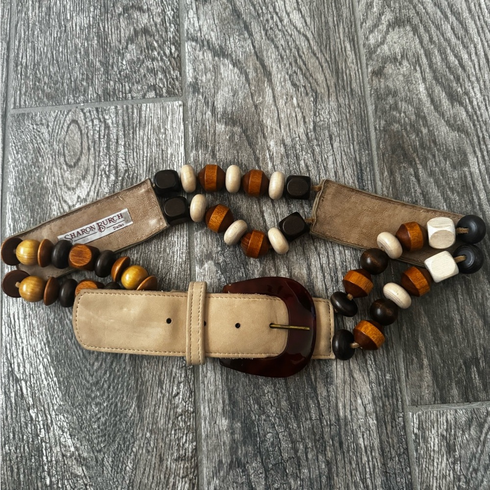 Vintage Sharon Burch leather bead belt